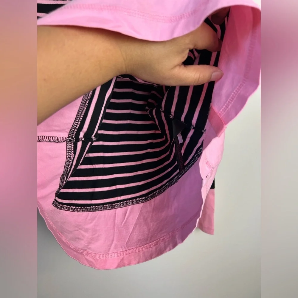 Lauren Ralph Lauren Black Label Sz M Black-Pink Striped Long‎ Sleeve Blouse top